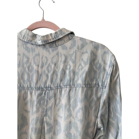 Cloth & Stone Chambray Animal Print Shirt Dress Light Vintage Blue S - Picture 4 of 6